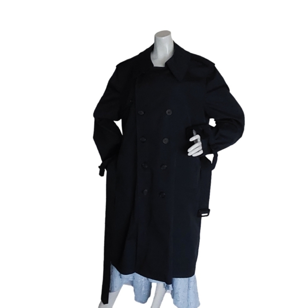 LONDON FOG NAVY BLUE SINGLE BREASTED BELTED‎ TRENCH COAT SIZE 42 REGULAR - Picture 8 of 11